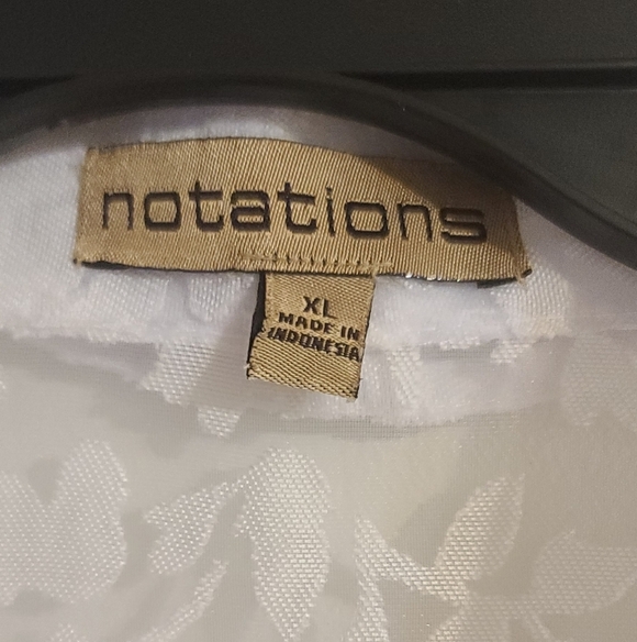 Notations Tops - Notations White Sheer Floral Button-Up Blouse Size XL